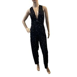 Reformation Star Print Jumpsuit Womens Small‎ Blk White Celestial Festival-Ready